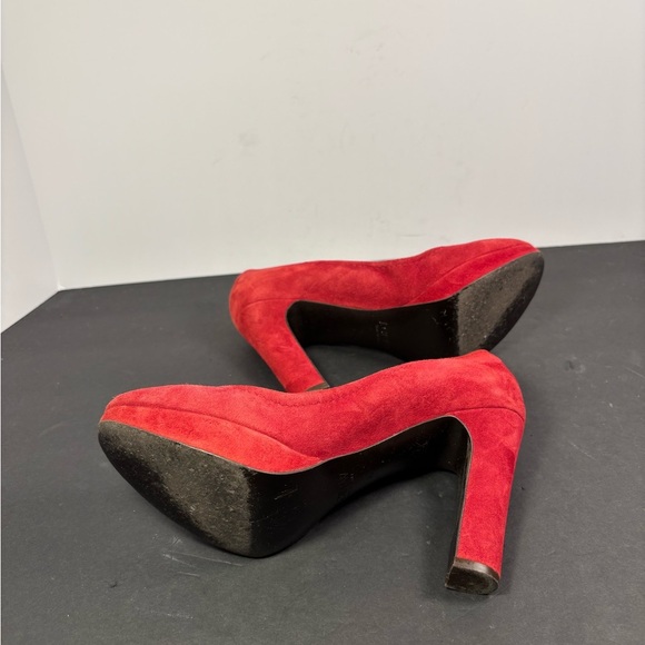 J.Crew Red Suede Platform Pumps Size 8 | Made in Italy Classic Romantic Heels - Picture 7 of 8